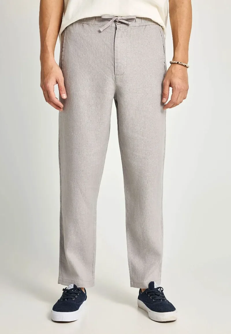 Funky Buddha Ανδρικό comfort fit λινό chino παντελόνι FBM013-011-02 Σκούρο Γκρί