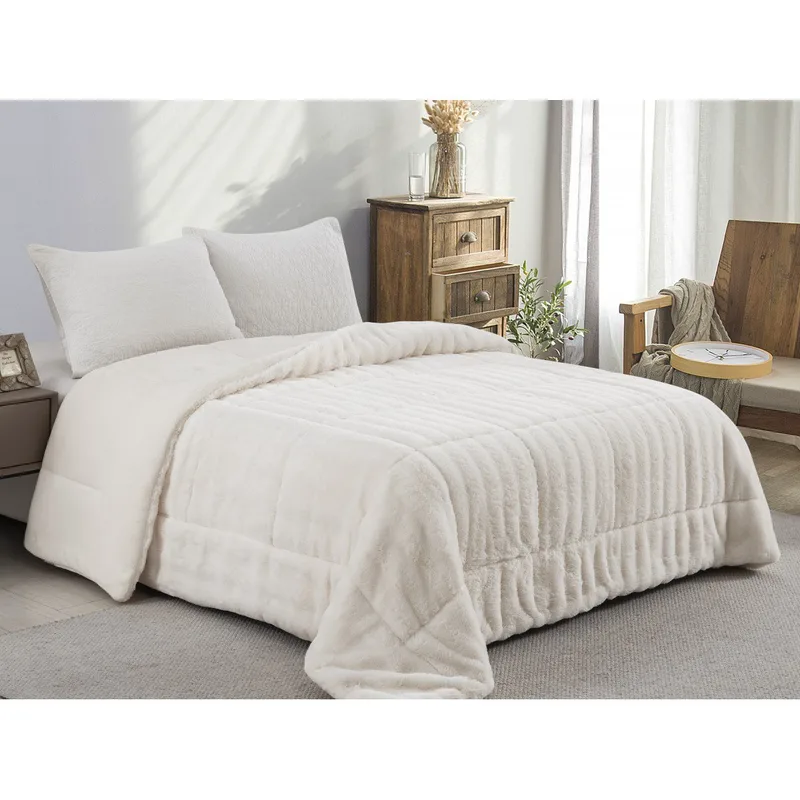 Κουβερτοπαπλωμα Γουνα/Flannel Μονο 160x220 Adam Home (920) White