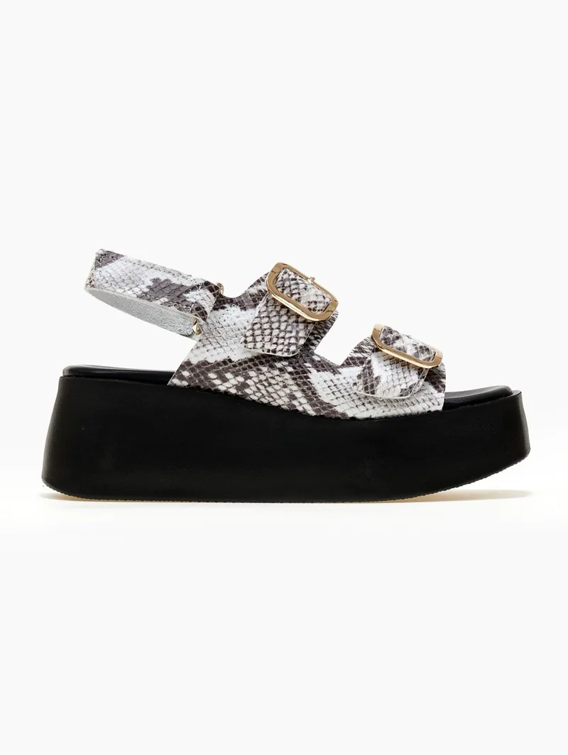 TFP Leather Print Platforms - 2024 ( φίδι) - Black/Beige