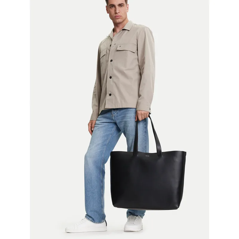 Σάκος Calvin Klein Ck Premium Leather E/W Tote Xl K50K512894 Μαύρο