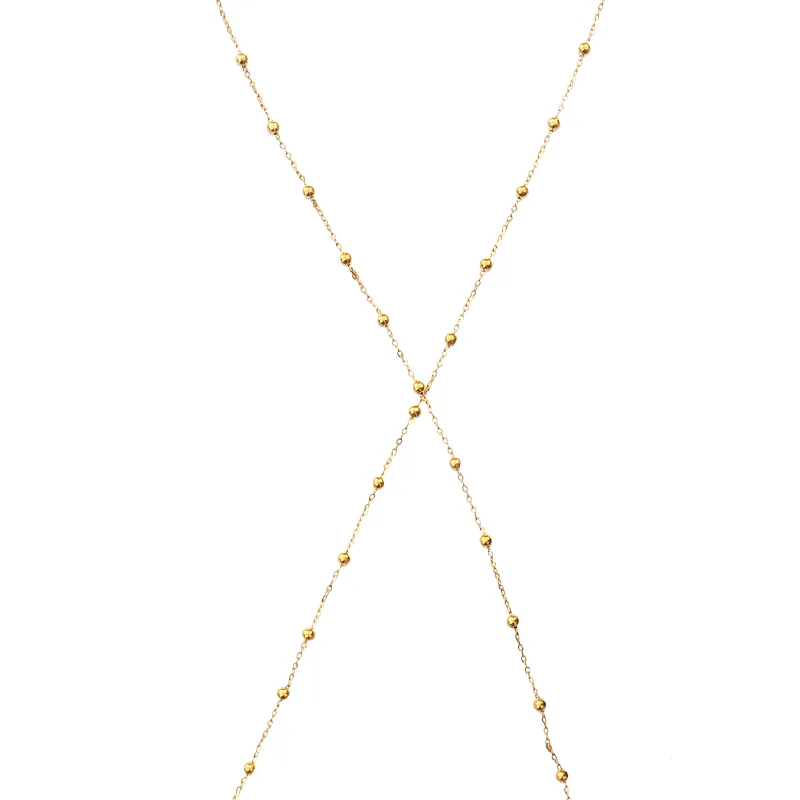 Jt Εντυπωσιακή ατσάλινη αλυσίδα σώματος bodychain με μπίλιες Χρυσό