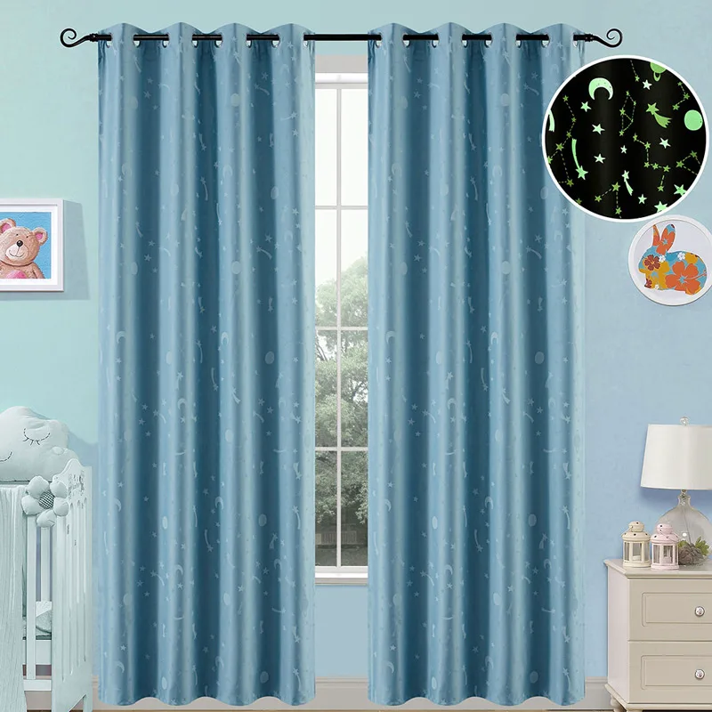 Κουρτίνα Φωσφοριζέ 140x260 Με Τρουκς Beauty Home 6140 Blue 140x260Υ