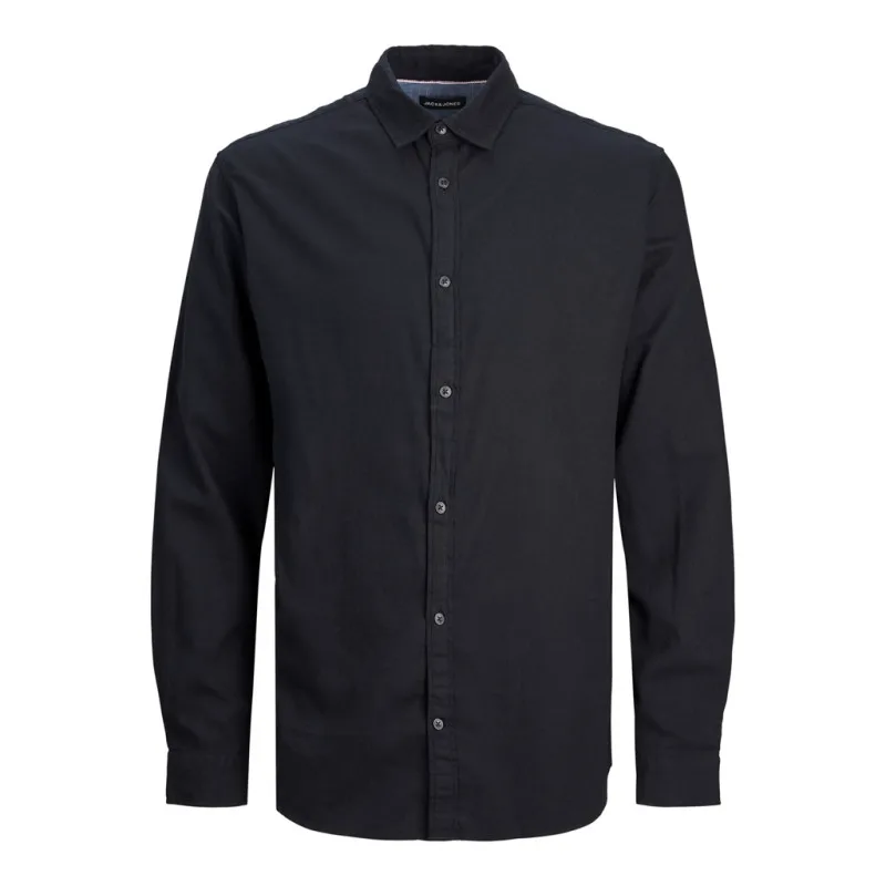 Jack & Jones Egingham Shirt,βαμβακερό πουκάμισο φανέλα - Black