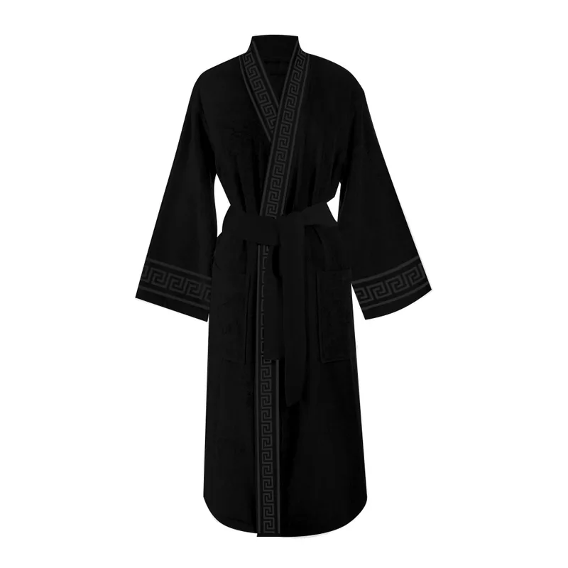 Μπουρνούζι Ενηλίκων Με Γιακά Βαμβακερό Medium Greek 2 Black Makis Tselios (Ύφασμα: Βαμβάκι 100%, Χρώμα: Μαύρο, Μέγεθος: Medium) - Makis Tselios - 285250123456