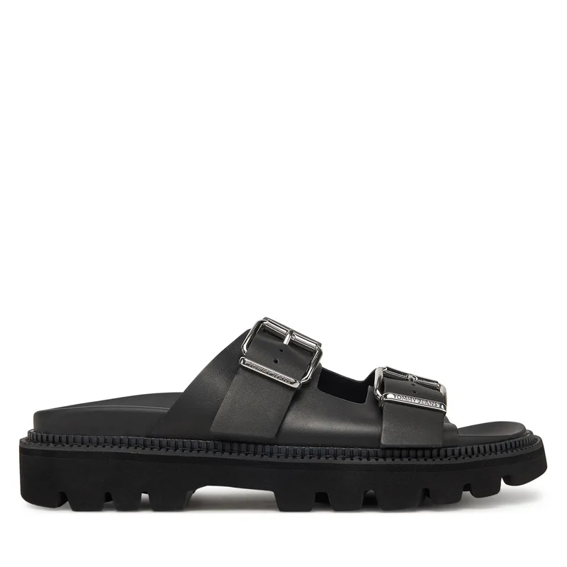 Παντόφλες Tommy Jeans Double Strap Sandal EN0EN02753 Μαύρο