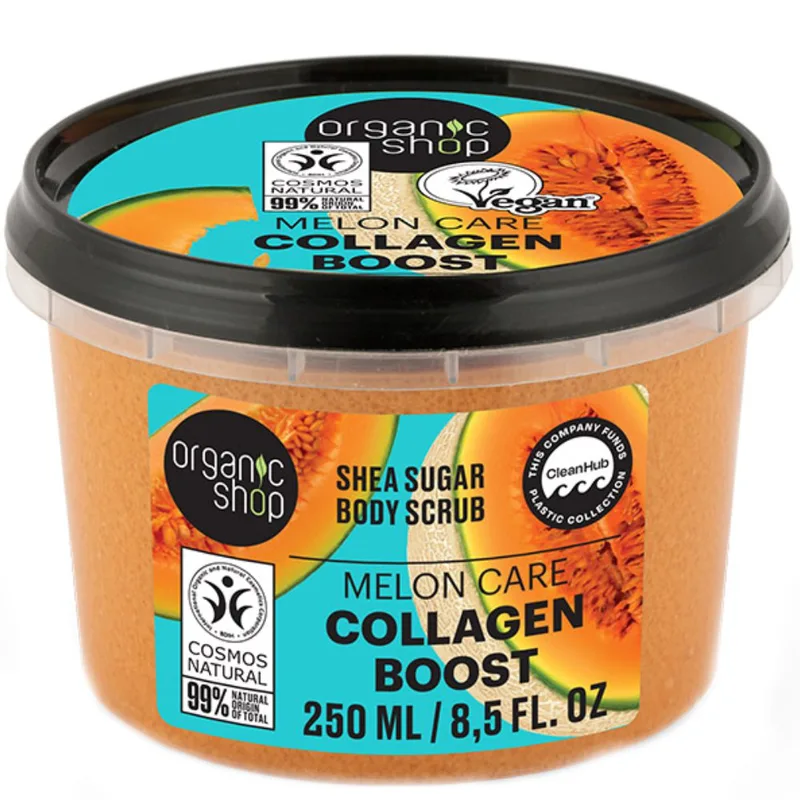 Organic Shop Shea Sugar Collagen Boost Melon Care Body Scrub Σώματος για Ενίσχυση Κολλαγόνου με Πεπόνι 250ml