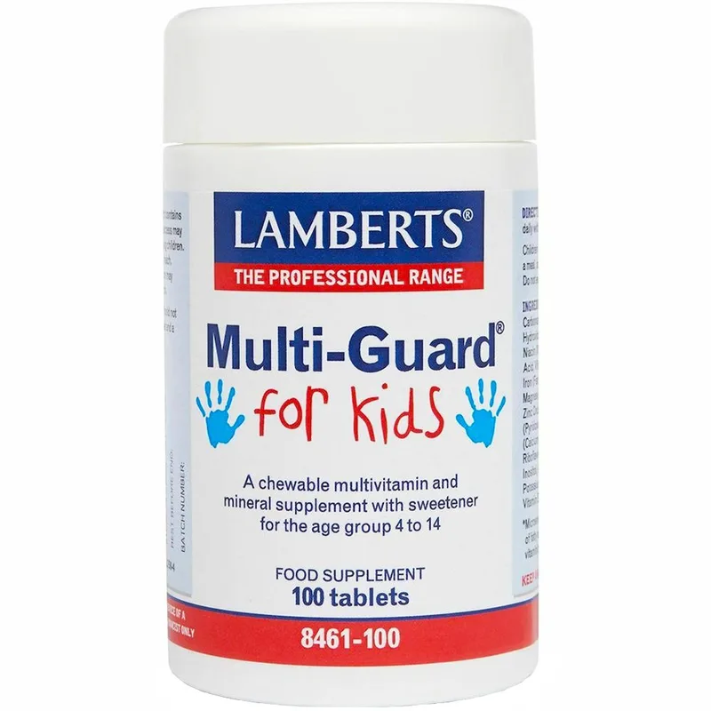 Lamberts Multi-Guard For Kids Συμπλήρωμα Διατροφής με Συνδυασμό Βιταμινών, Μετάλλων & Ιχνοστοιχείων για Σωστή Ανάπτυξη, Ενέργεια & Ανοσοποιητικό για Παιδιά από 4-14 Ετών 100chew.tabs