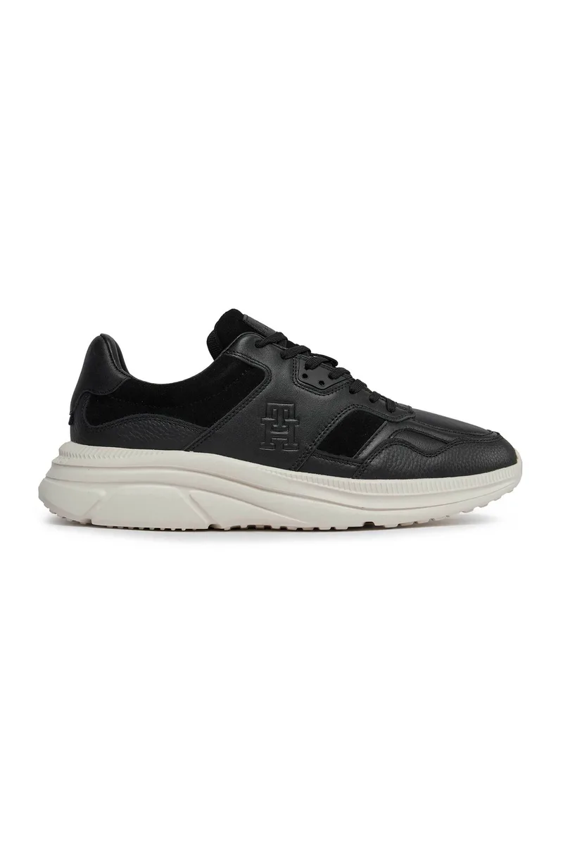 Tommy Hilfiger ανδρικά δερμάτινα sneakers "Modern Runner Premium" - FM0FM04879 Μαύρο