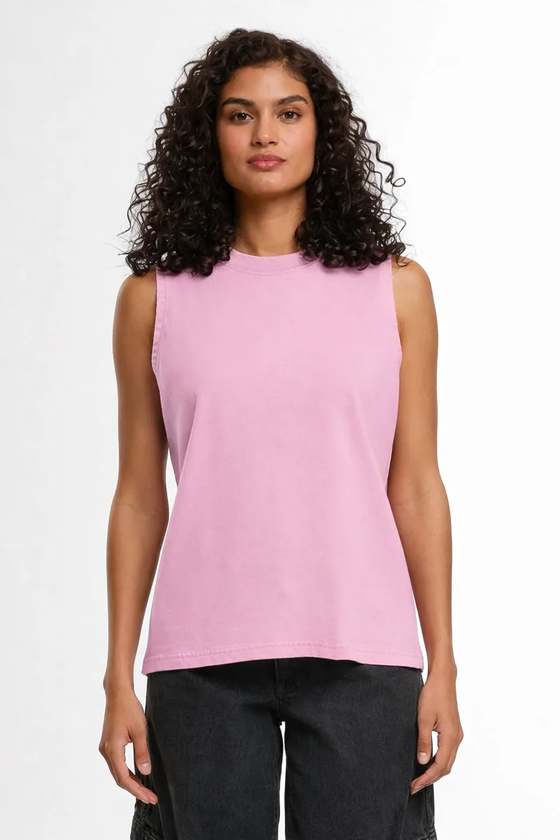Γυναικείο Vintage Washed Sleeveless Tee Build Your Brand BY429 Cool Ροζ
