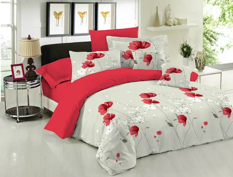 ΣΕΤ ΠΑΠΛΩΜΑ ΜΟΝΟ LE BLANC PREMIUM COTTON 100% ANEMONE RED 160X240CM