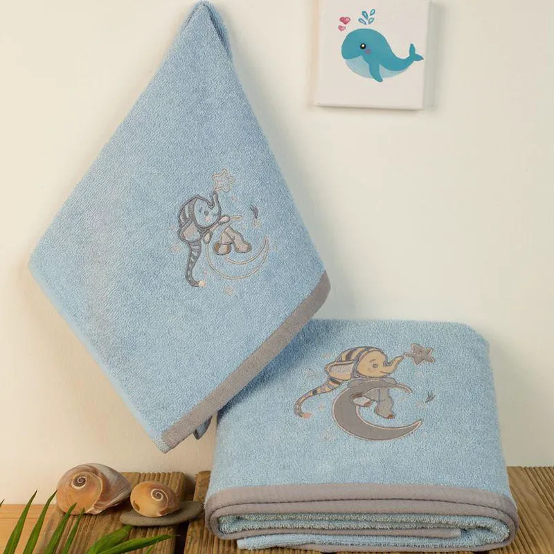 Παιδικές Πετσέτες Σετ 2τμχ Dimcol Dreaming Elephant 166 Blue