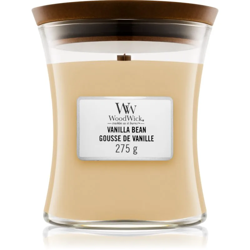 Woodwick Vanilla Bean αρωματικό κερί με ξύλινο φιτίλι 275 γρ