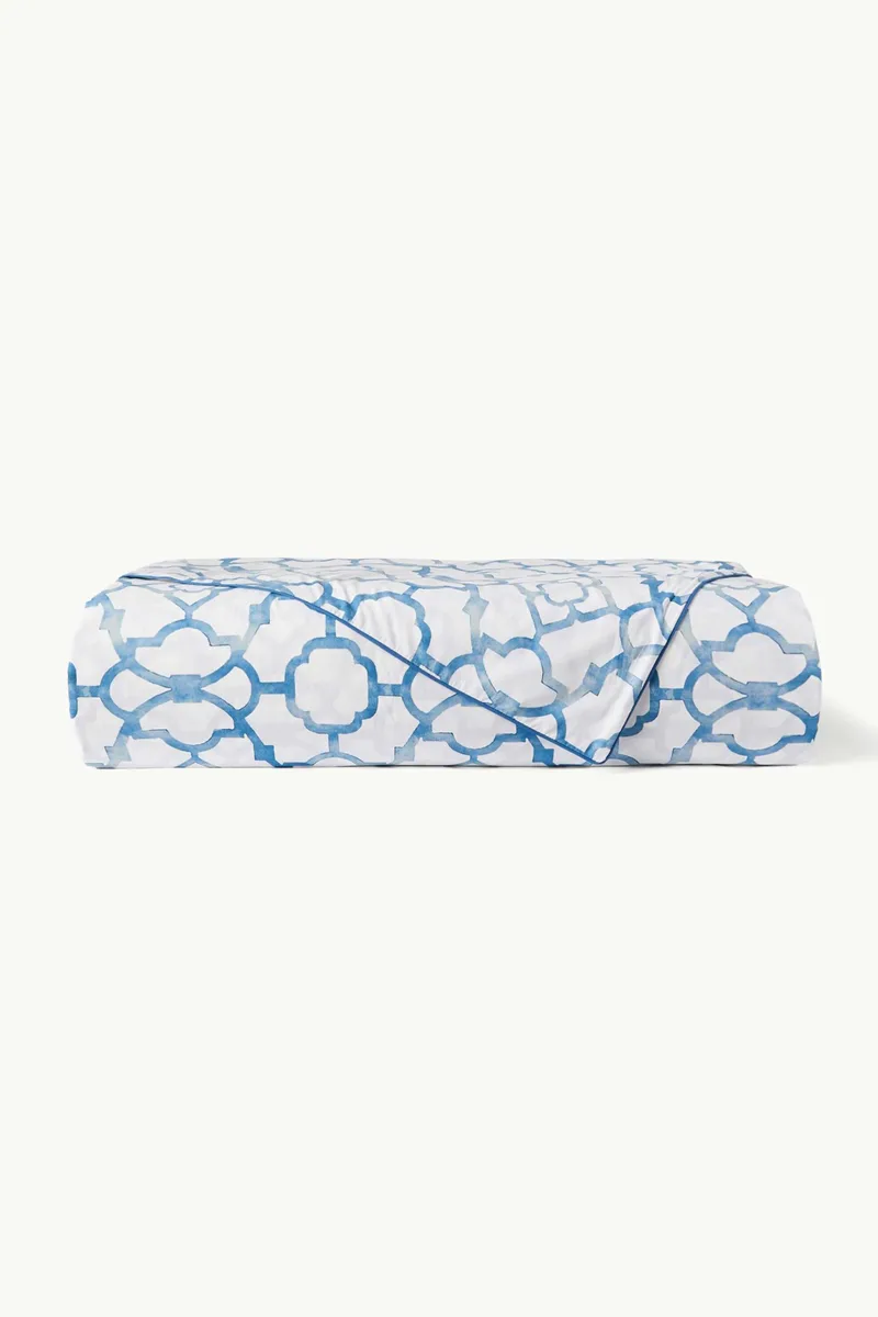 Coincasa σεντόνι διπλό με γεωμετρικό σχέδιο 240 x 280 cm - 006814098 Λευκό - Μπλε