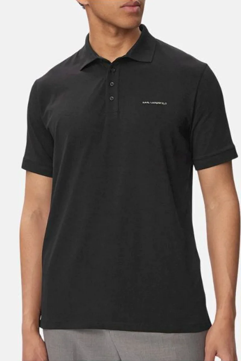 KARL LAGERFELD POLO ΜΕΤΑΛΛΙΚΟ LOGO ΜΑΥΡΟ
