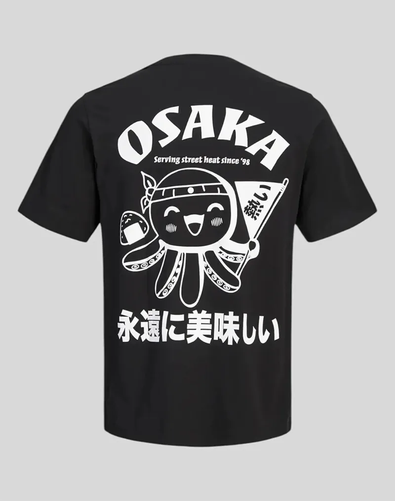 JACK&JONES JJOSAKA BACK PRINT TEE SS CREW NECK 12297699-BlackOSAKA Black