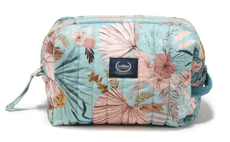 Mollet Quilted Cosmetic Bag – Boho Palms – Deep Ocean