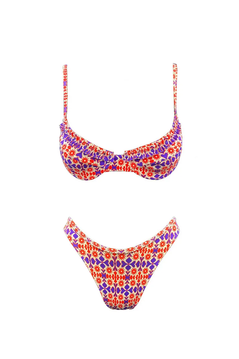Emma Swimwear σετ γυναικείο μαγιό μπικίνι "Solar Flame Ruffled" - EMMA 963 Πολύχρωμο