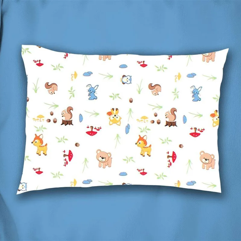 Βρεφική Μαξιλαροθήκη Dimcol Forest Animals 070 35X45 White-Sky Blue Flannel