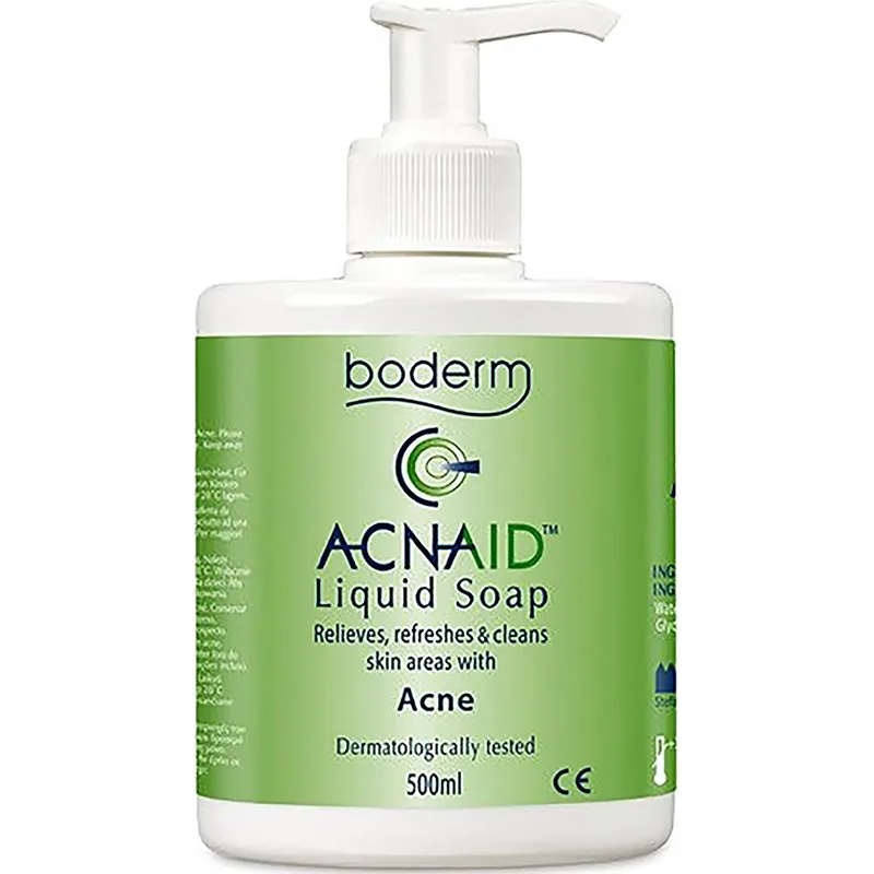 Boderm Acnaid Liquid Soap Υγρό, Καθαριστικό Σαπούνι Προσώπου για την Καθημερινή Περιποίηση της Λιπαρής Επιδερμίδας με Ακμή, με Αντλία 500ml