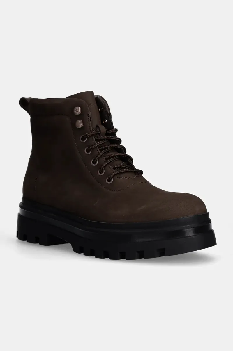 Παπούτσια nubuck Calvin Klein Jeans LUGGED LACEUP BOOT OXF HIKING NB