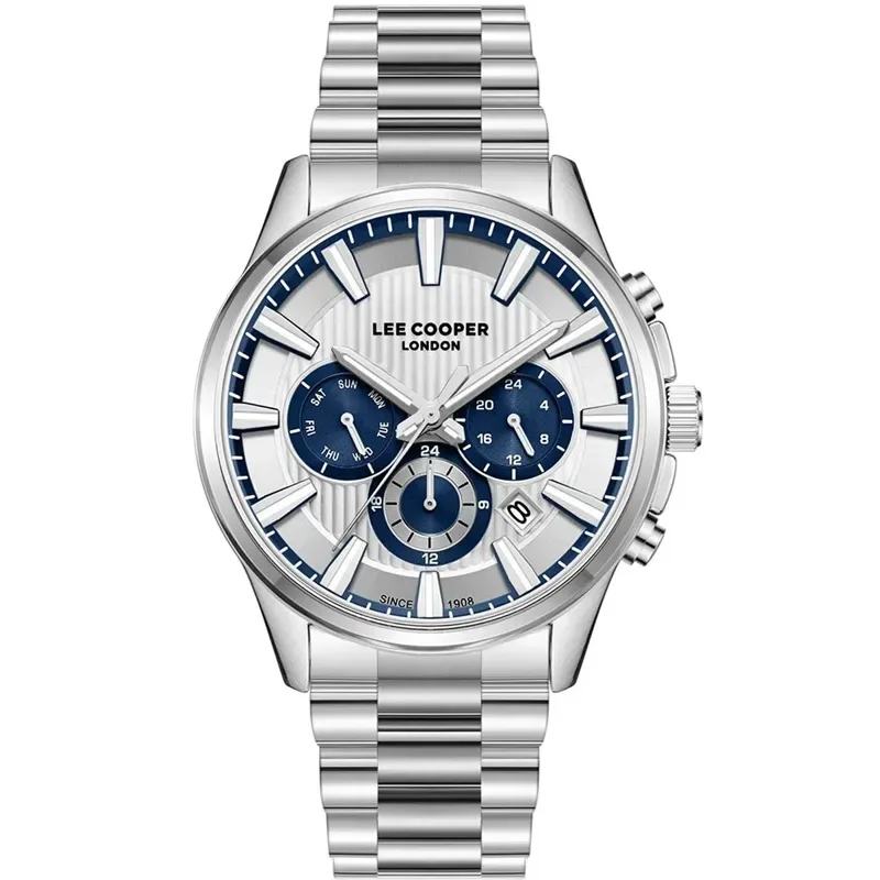 Ανδρικό ρολόι Lee Cooper Dual Time Silver Metallic Bracelet LC08216.330 LC08216.330