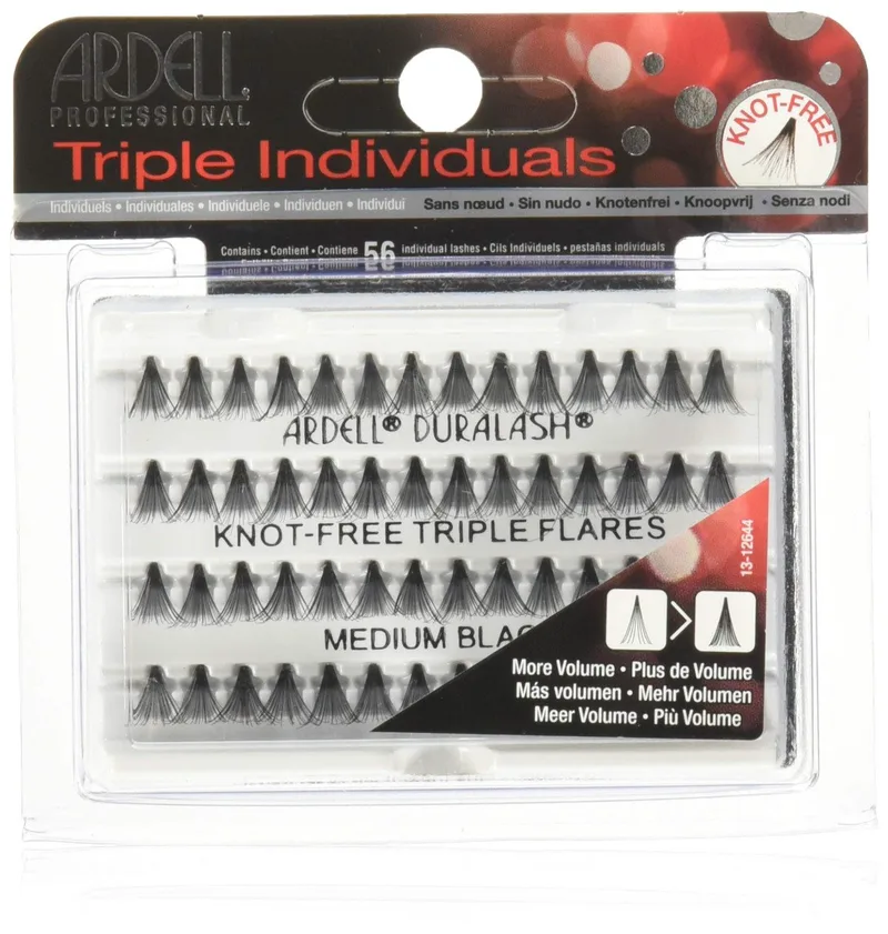 Ardell Professional Triple Individuals Knot-Free Triple Flairs Eyelashes - Medium Black (56pcs)