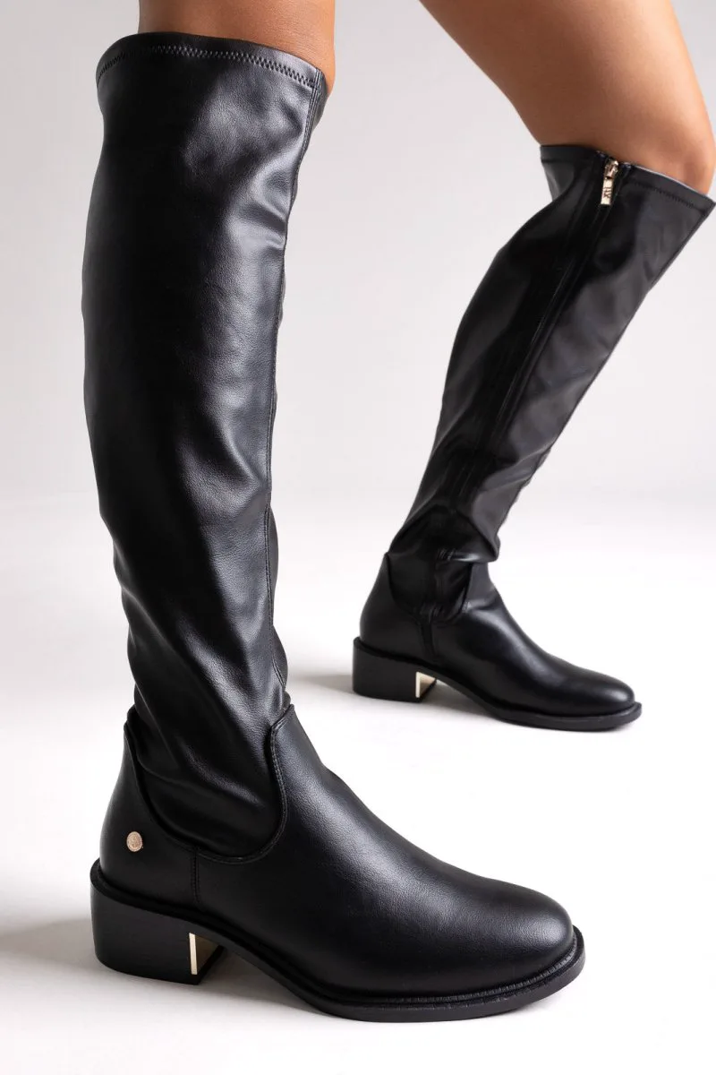 Xti Footwear Suede Riding Boots - 144722 - Black Matte