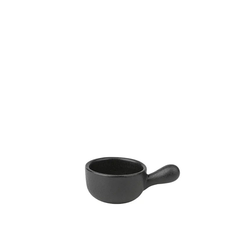 Ντιπάκι Με Λαβή Stoneware Μαύρο Lava 10,5x6,5x3,5εκ./80ml ESPIEL NOL132K12 (Σετ 12 Τεμάχια) (Χρώμα: Μαύρο, Υλικό: Stoneware) - ESPIEL - NOL132K12
