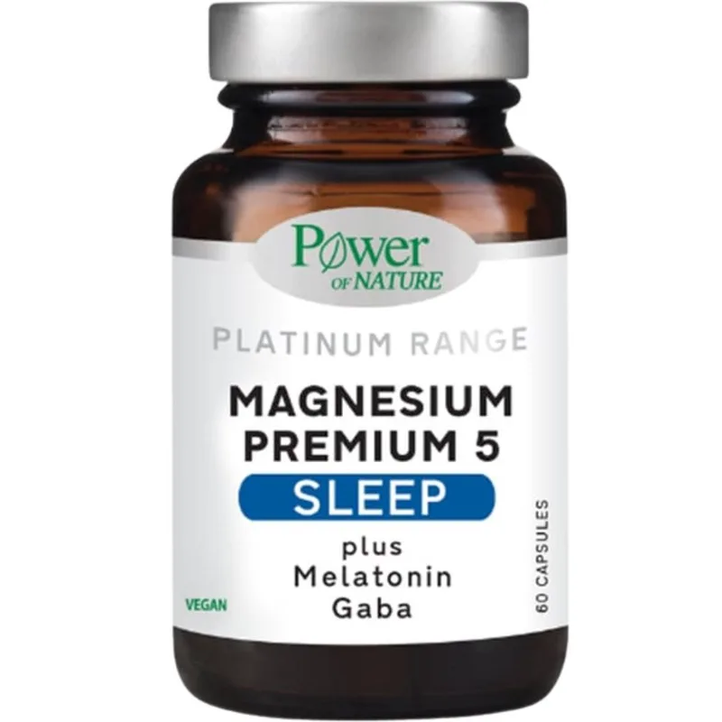 Power Health Magnesium Premium 5 Sleep Συμπλήρωμα Διατροφής 5 Διαφορετικών Μορφών Μαγνησίου με Μελατονίνη & Gaba για την Καλή Λειτουργία του Νευρικού Συστήματος, Αντιμετώπιση του Άγχους & Καλύτερο Ύπνο 60caps
