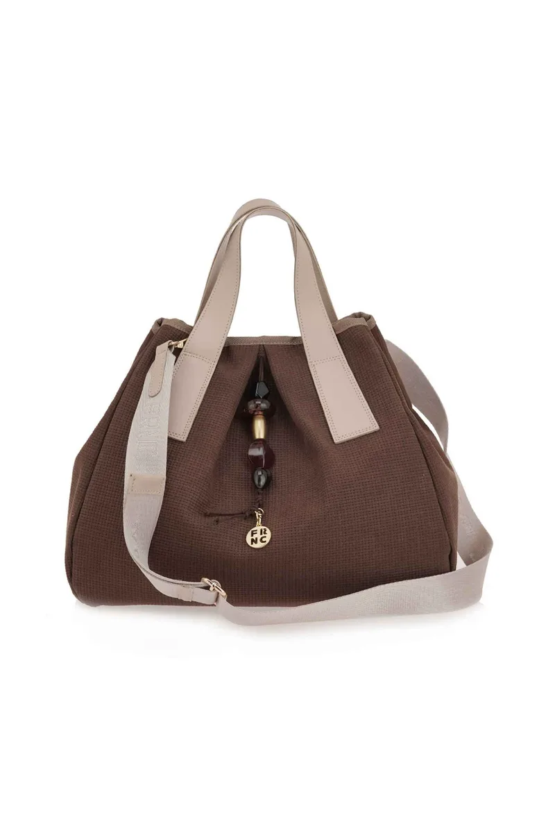 FRNC γυναικεία τσάντα χειρός/crossbody με διακοσμητικό μπρελόκ - W618R5619116 Καφέ