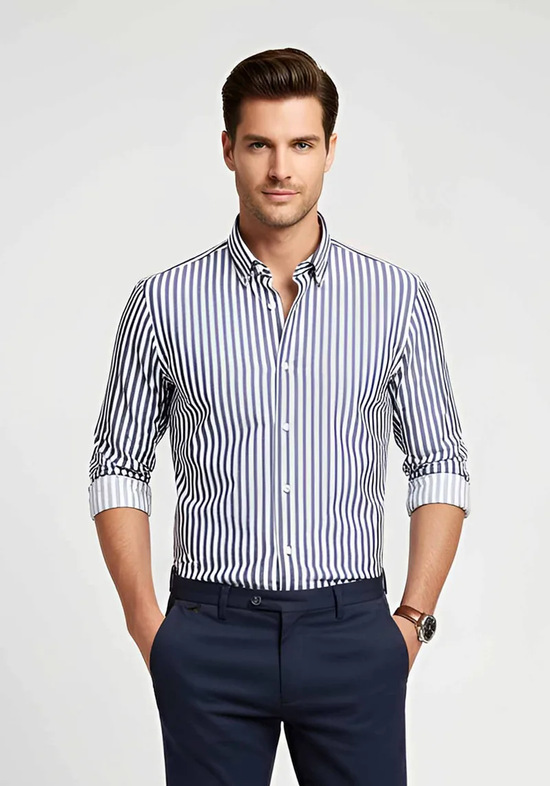Fragosto Πουκάμισο της σειράς Stripe - FRST25 1515 6 Blue