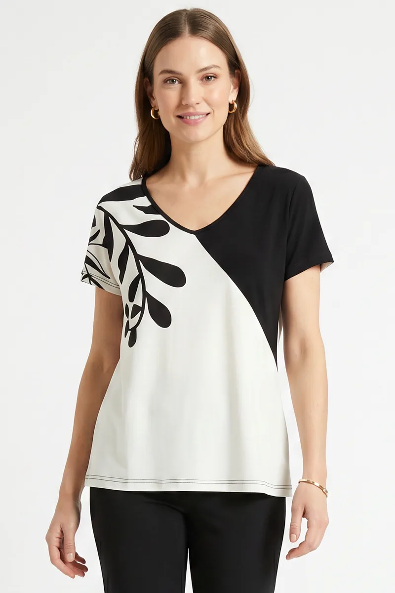 ΕΚΡΟΥ V-NECK ΕΚΡΟΥ ΦΛΟΡΑΛ ΜΠΛΟΥΖΑ