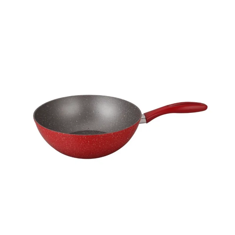 Oliver Voltz Τηγάνι Wok OV54420A28, 28x8cm, μαρμάρινο φινίρισμα, επαγωγή, κόκκινο