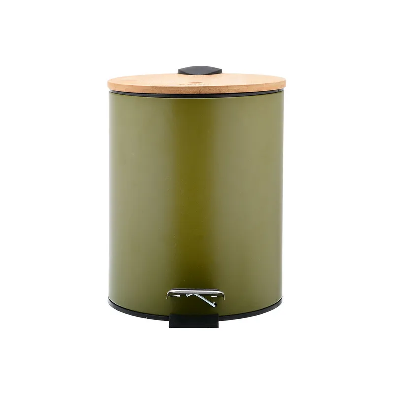 Χαρτοδοχείο Μπάνιου Bamboo Essentials Soft Close 5Lt Olive Green 24.4x21.5x29.4cm