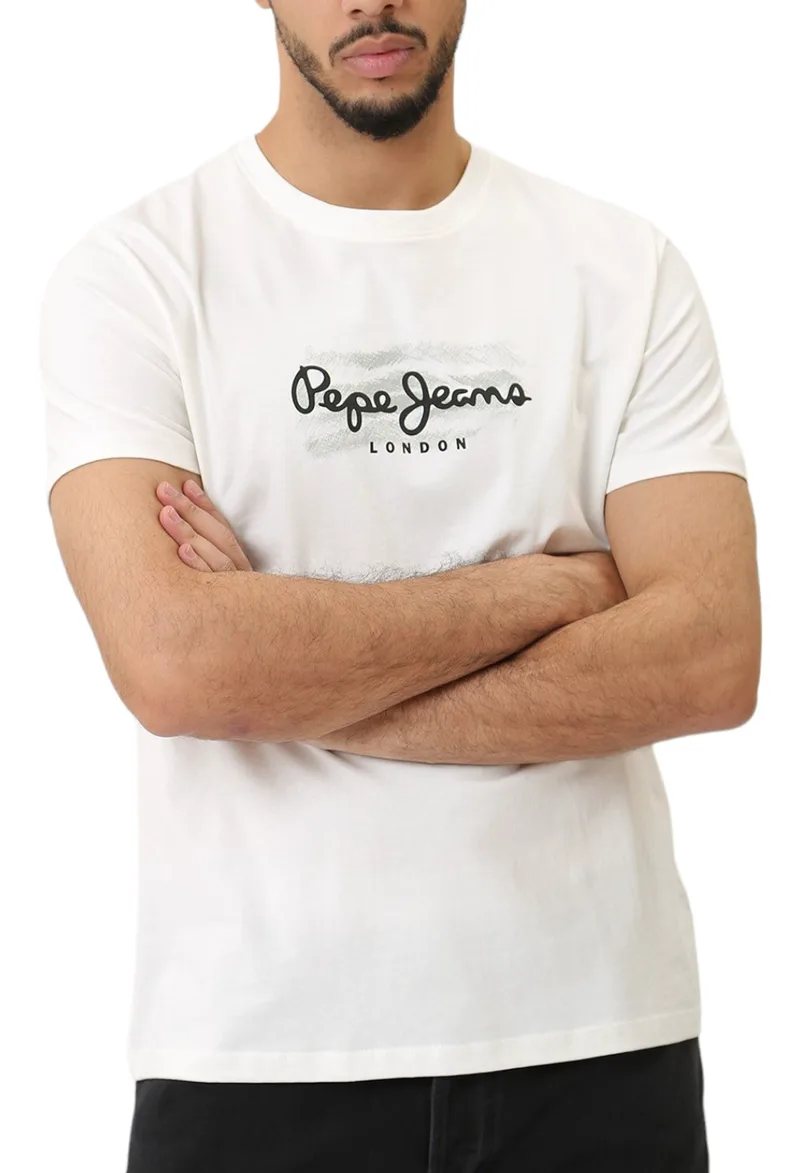 Μπλούζα Κοντομάνικη Pepe Jeans Drop 0 Castle PM509204-837-CHALK WHITE Ανδρικό
