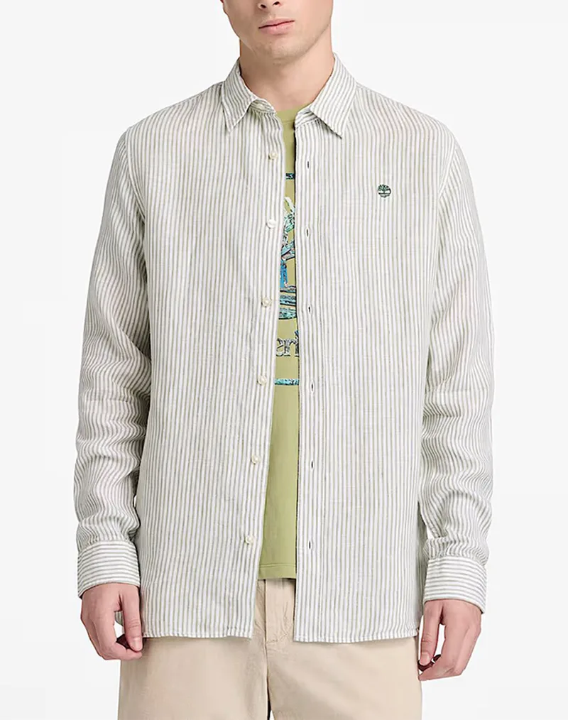 TIMBRELAND Linen Striped Shirt (Regular) TB0A44AF-A7C MintGreen