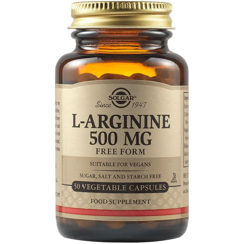 Solgar L-Arginine 500mg Συμπλήρωμα Διατροφής Αμινοξέος Αργινίνης για την Καλή Λειτουργία του Κυκλοφορικού & Μυϊκή Αποκατάσταση Μετά από Άθληση 50veg.caps