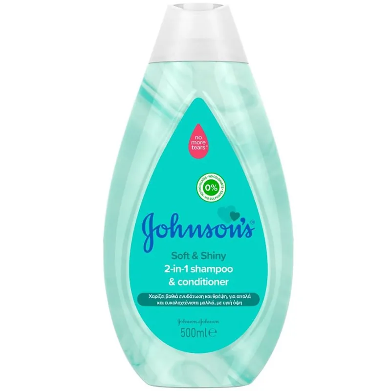 Johnson's Soft & Shiny 2 in 1 Shampoo & Conditioner Παιδικό 2 σε 1 Σαμπουάν & Conditioner Βαθιάς Ενυδάτωσης για Απαλά & Ευκολοχτένιστα Μαλλιά 500ml