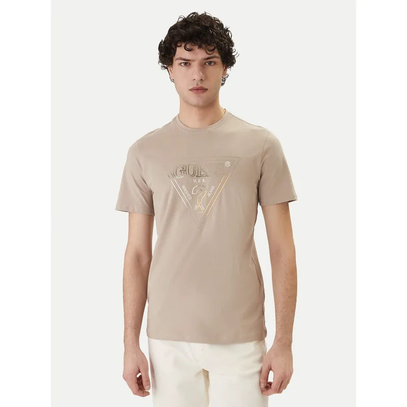 Guess T-Shirt M6GI11 K2992 Μπεζ Slim Fit
