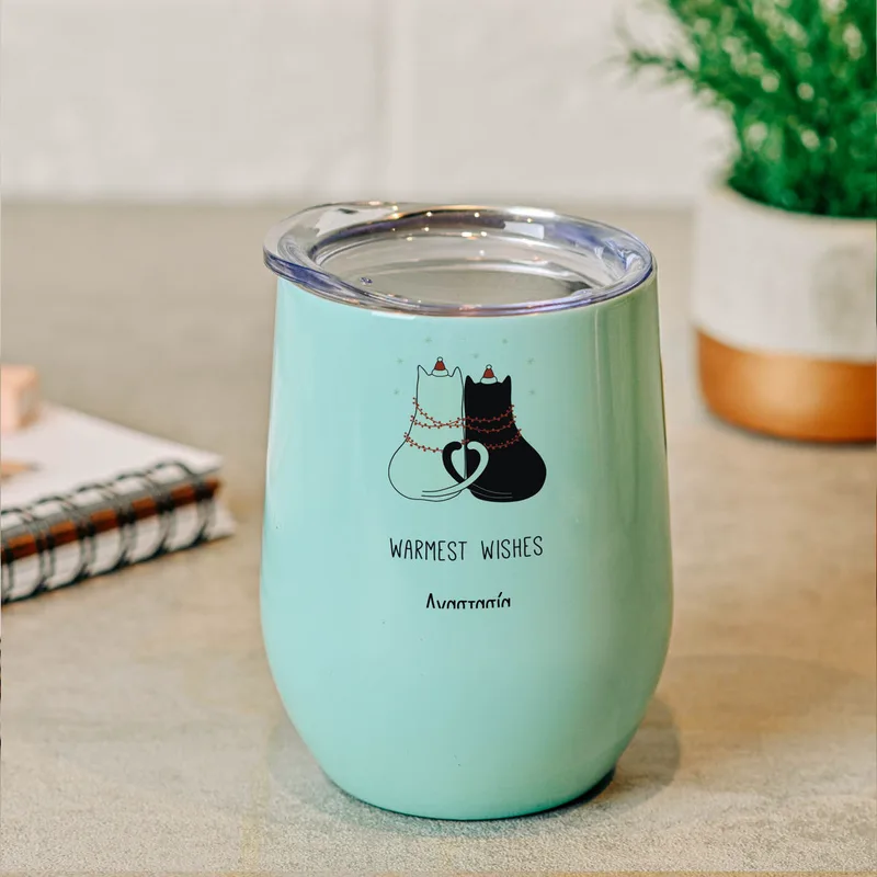 Xmas Couple Cat - Κούπα Θερμός 355ml - Μέντα