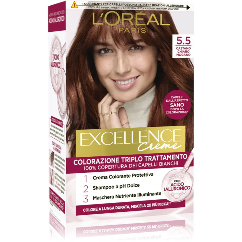 L’Oréal Paris Excellence Creme βαφή μαλλιών απόχρωση 5.5 Castano Chiaro Mogano 1 τμχ
