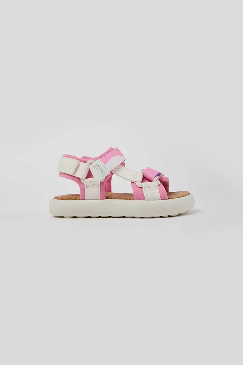 Camper παιδικά υφασμάτινα σανδάλια με velcro και λογότυπο "Pelotas Flota" (28-34) - K800579-002-01 Ροζ