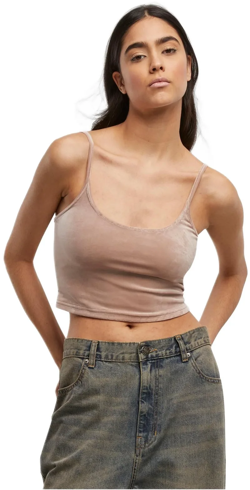 Ladies Short Velvet Top Urban Classics TB7115-02913 duskrose