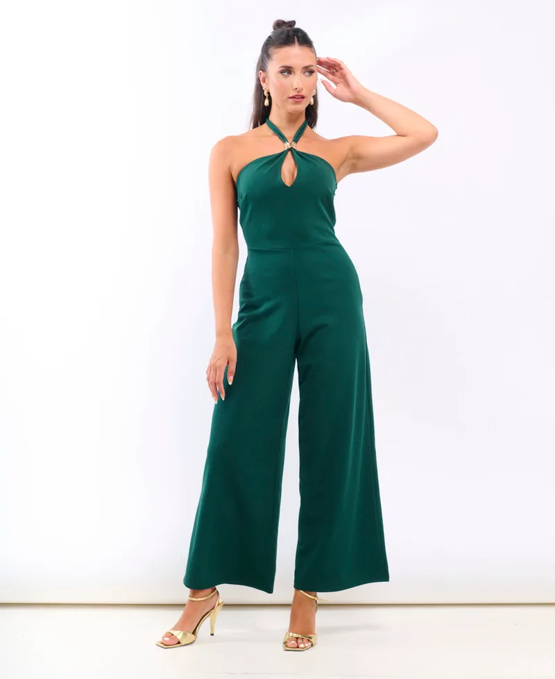 Green Hardware Halterneck Jumpsuit | Size: 12