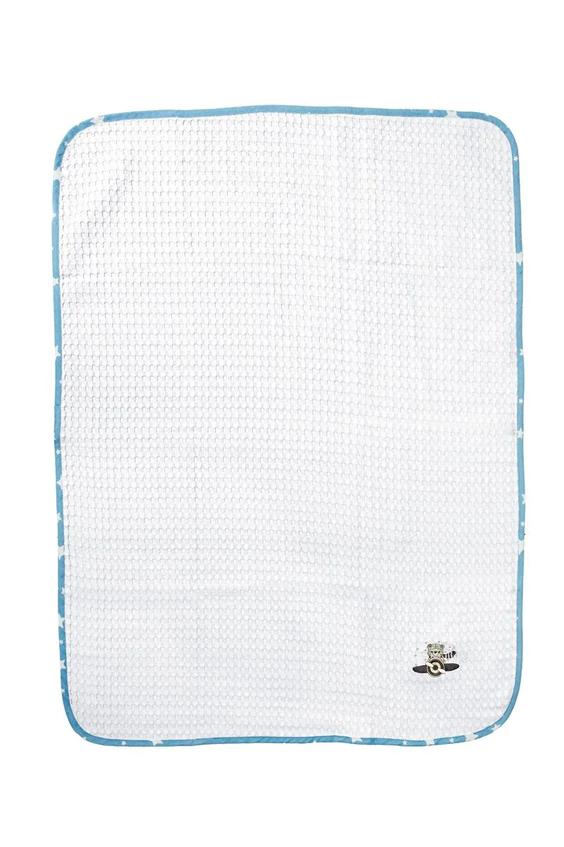 Κουβέρτα Πικέ Κούνιας 100x160εκ. Με Κέντημα Aviator 184 White-Sky Blue DimCol