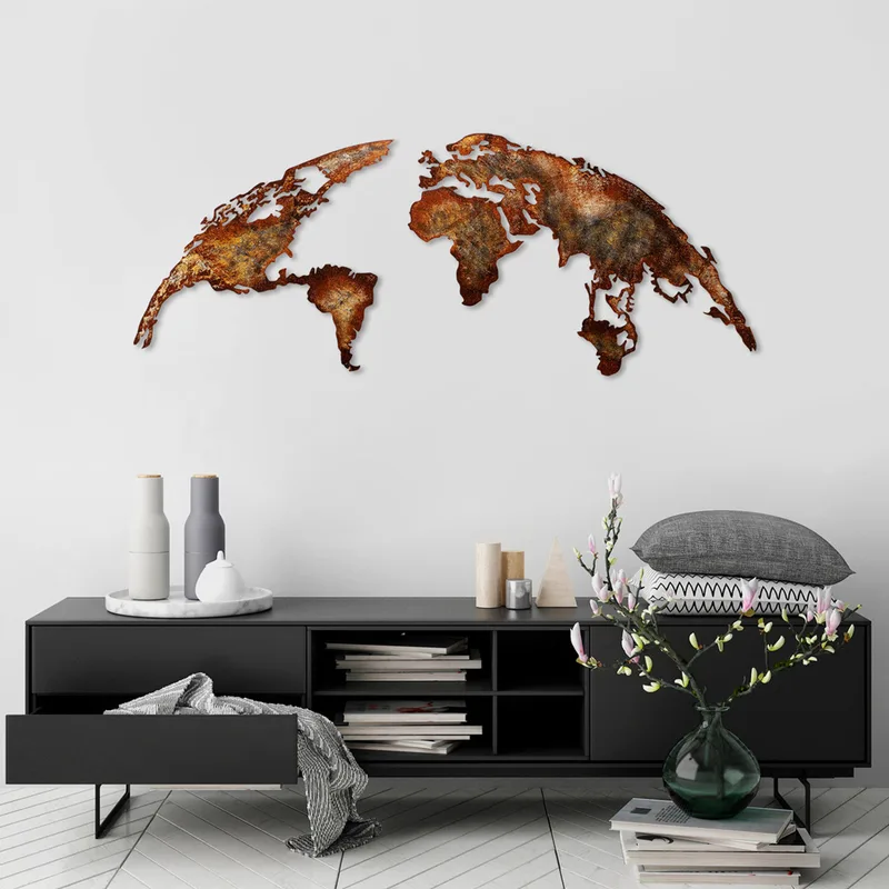 Μεταλλικό Διακοσμητικό Τοίχου World Map Medium - 1 891Tnl2433 150x59 cm