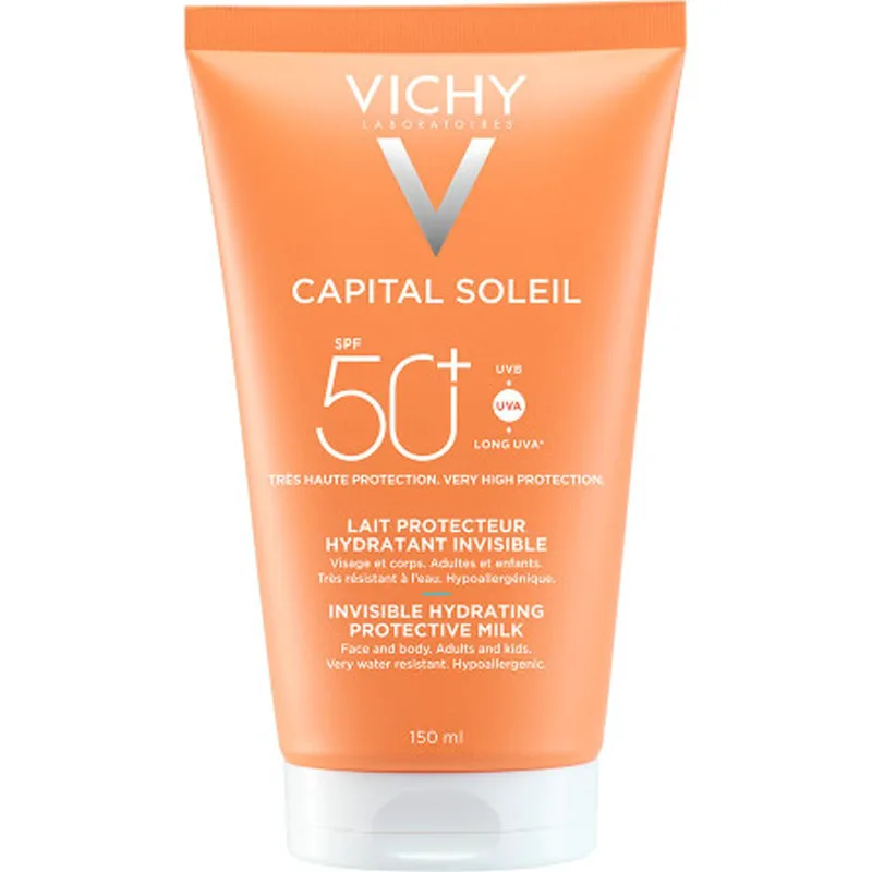 Vichy Capital Soleil Spf50+ Invisible Hydrating Milk Αόρατο Ενυδατικό Αντηλιακό Γαλάκτωμα Πολύ Υψηλής Προστασίας για Πρόσωπο & Σώμα 150ml