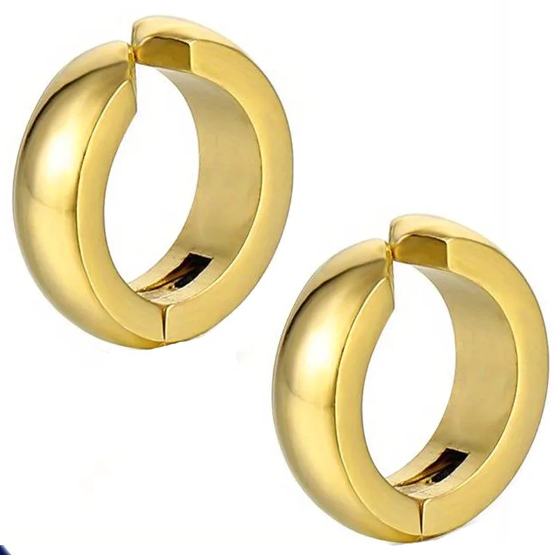 Jt Ατσάλινα unisex σκουλαρίκια κρίκοι μικροί χρυσοί με κλιπ