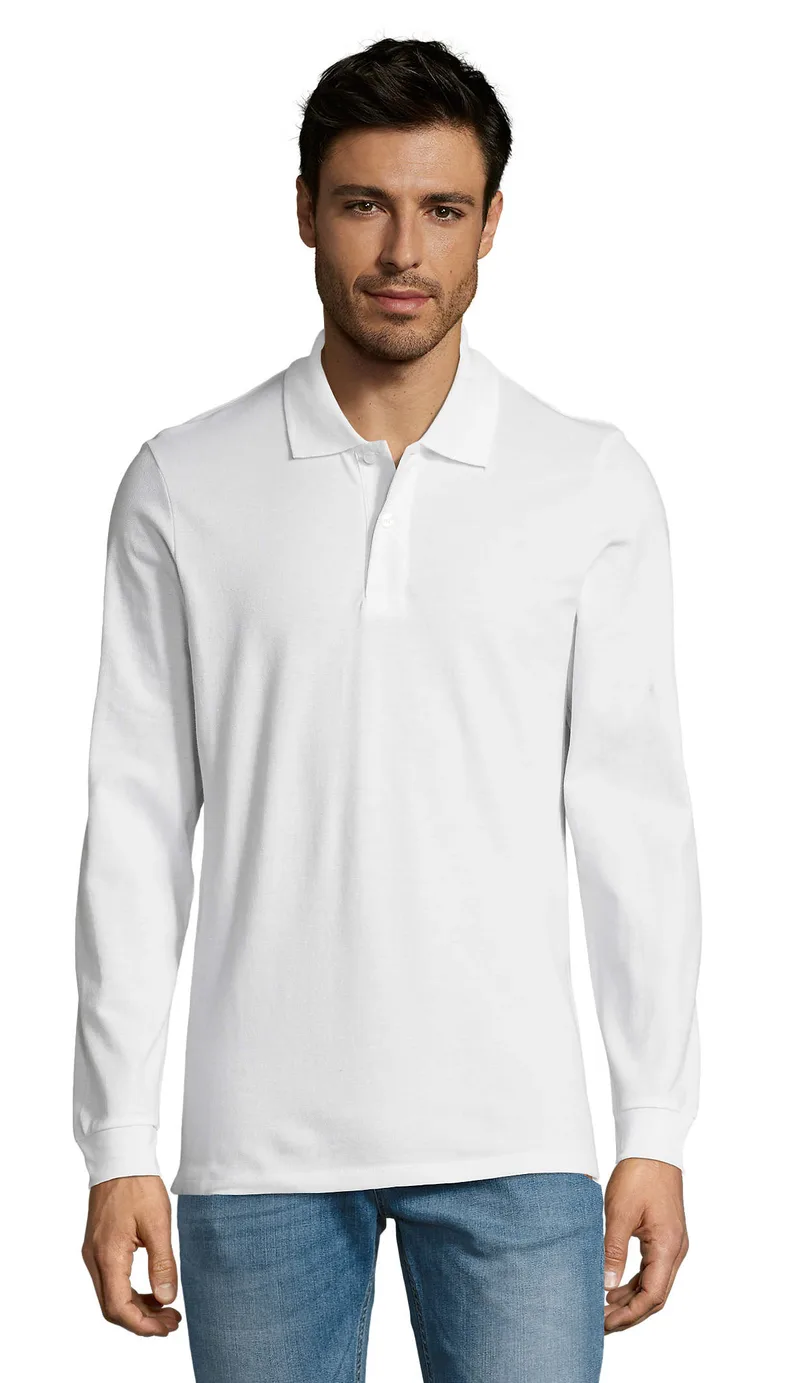 Μπλούζα Polo Μακρυμάνικη Πικέ 02087 SOL'S Perfect LSL Men White