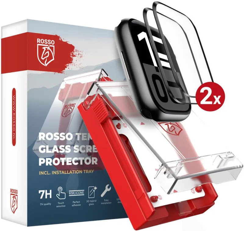 Tempered Glass Apple Watch 11 / 10 42mm Κόκκινο with Installation Tray Αντιχαρακτικό Γυαλί Προστασίας Οθόνης 2 Τεμάχια - Black (8719246474439)